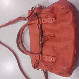 Kate Spade Tangerine Orange Pebble Leather Flap Top Satchel VGUC
